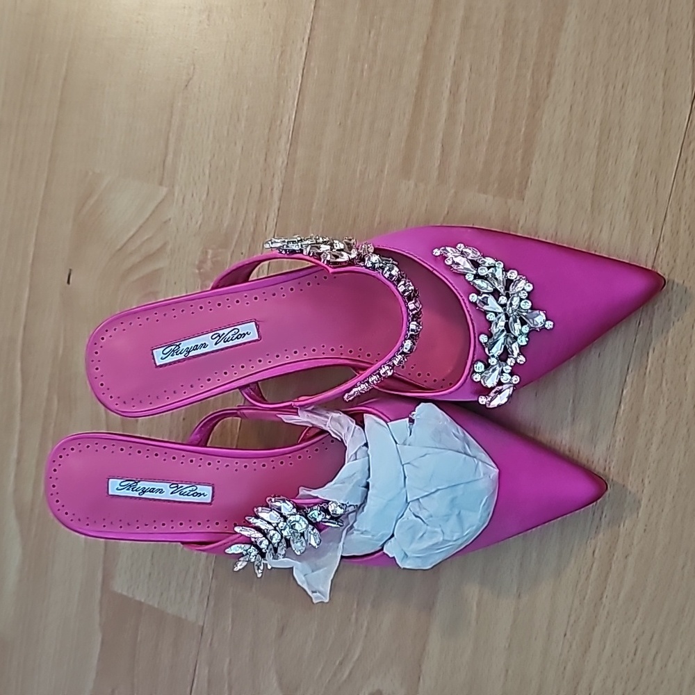 Pink jeweled heels